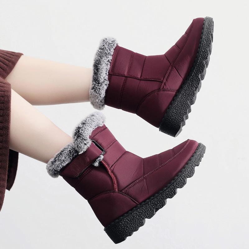 2025 New Arrival Cotton-Lined High-Top Insulated Women's Snow Boots with Velcro Closure Waterproof Women's Boots for Casual Wear