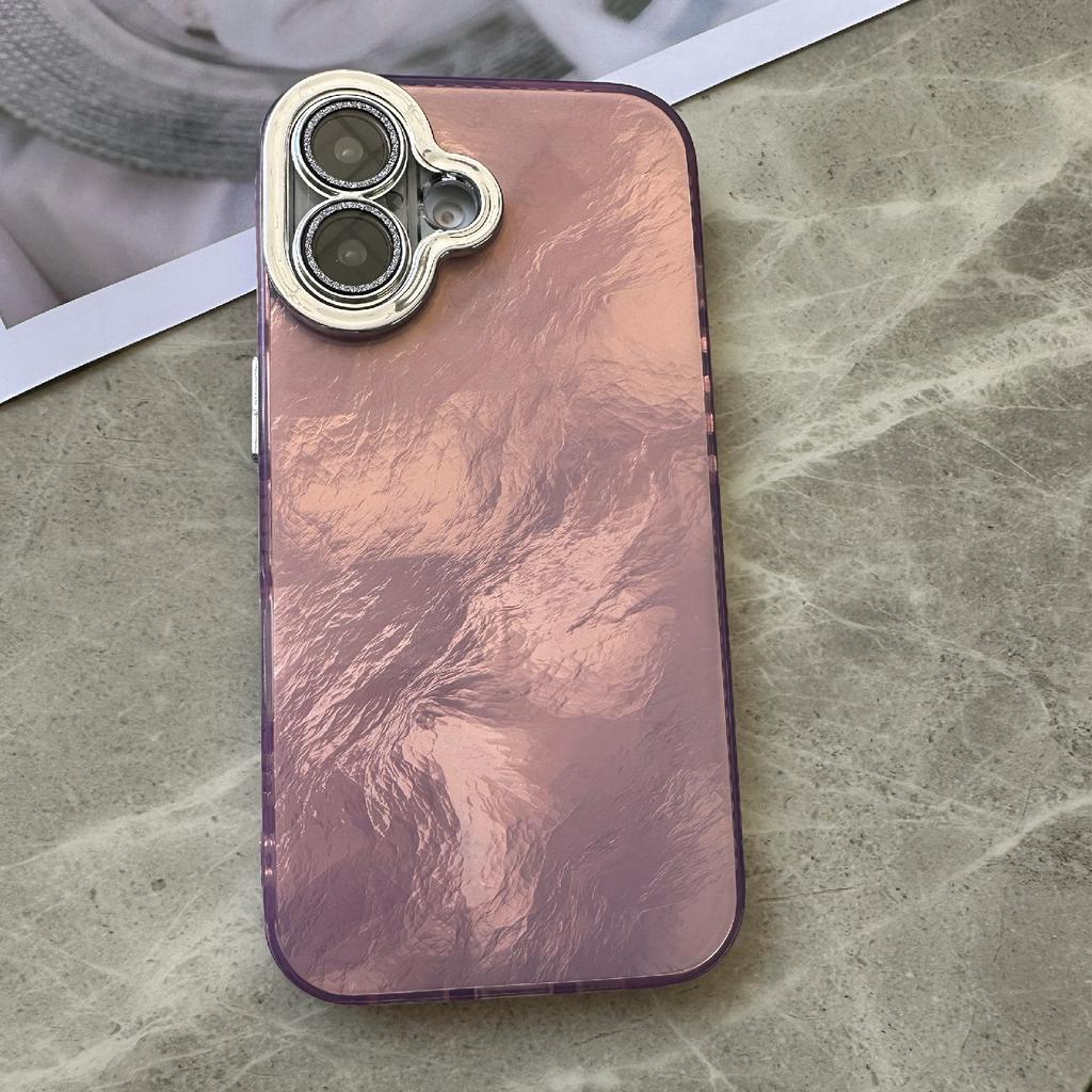 Für iPhone 16 Hülle Sturzsicher TPU+PC Handyhülle Zinnfolien-Textur