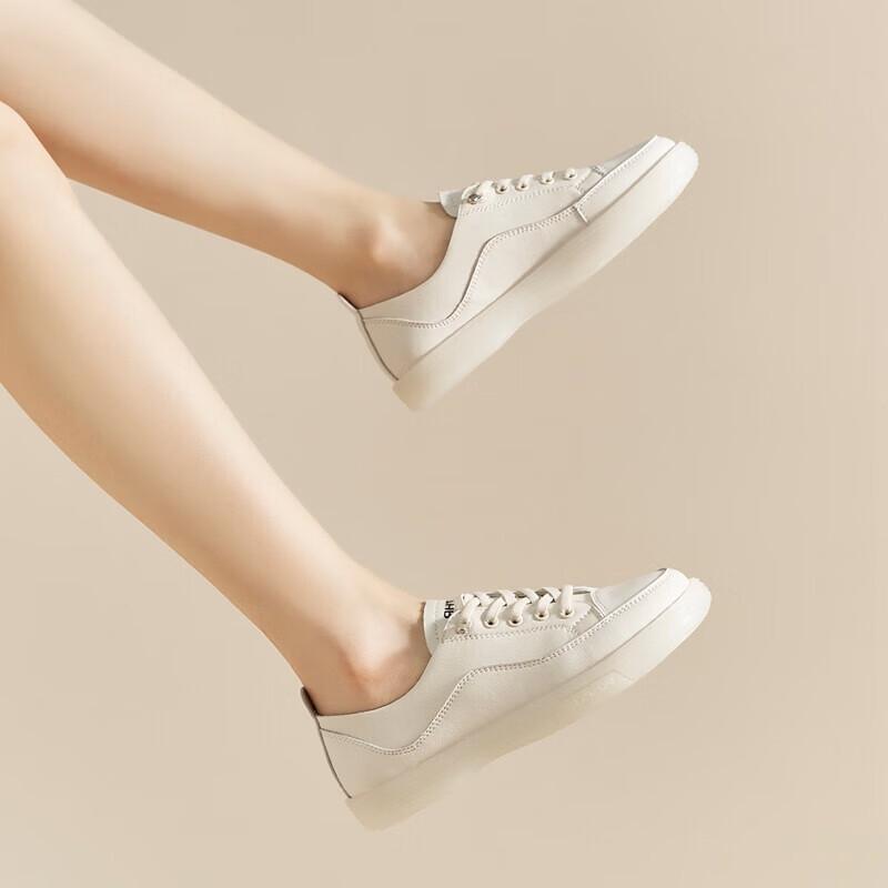 ZHR Women's Genuine Leather Lace-Free Casual Sneakers A75