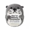 Creative Funny Handmade Crochet Emotional Support Dolls with Positive Energy Card Desktop Ornament Home Decor for Friend Gifts