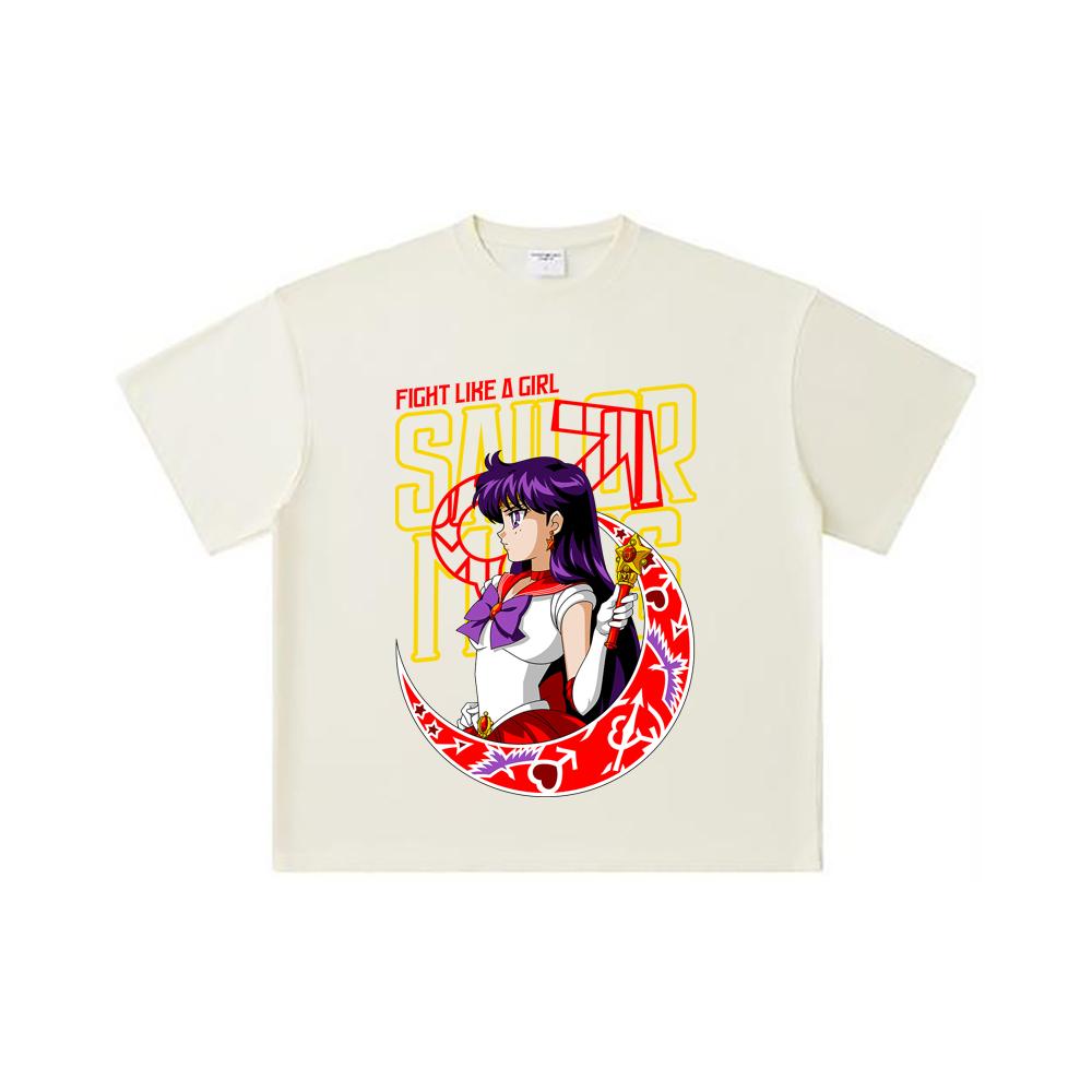 260 GSM Double Yarn 32 Count 100% Cotton Sailor Moon V6 Mars Print Unisex Heavy Cotton T Shirt