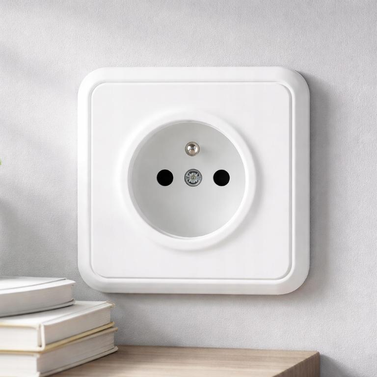 Gniazdo Pojedyncze Białe Z Uziemieniem Ścienne Podtynkowe 1 Szt.