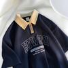 Men's and Women's Short Sleeve T-shirt, Waffle Polo, Loose Type, Turn-down Collar, Preppy Style, Student Tops, Summer