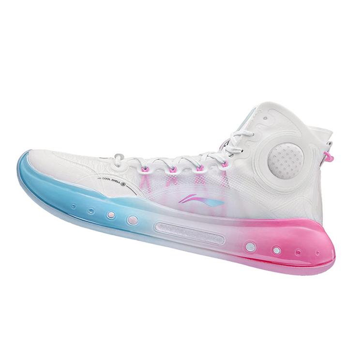New LINING YuShuai 14 Boom Basketball Shoes Men High Top Standard White/Moon White Blue ABAQ033-22