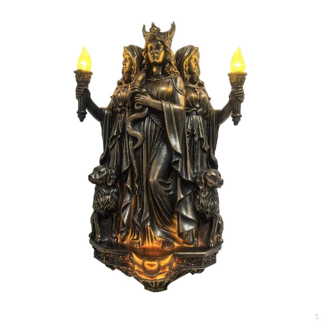 Sculptural Wall Lamp Bronze-Toned Deity Light Classic for Entryway