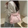 Sweet Pleated Bow Polka Dot Shoulder Bags for Women Large Capacity Ladies Casual Tote Versatile Female Handbags Shopping Bag