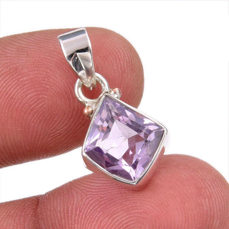 

Натуральный розовый аметист драгоценный камень 925 пробы серебро подвеска 1 w8b28