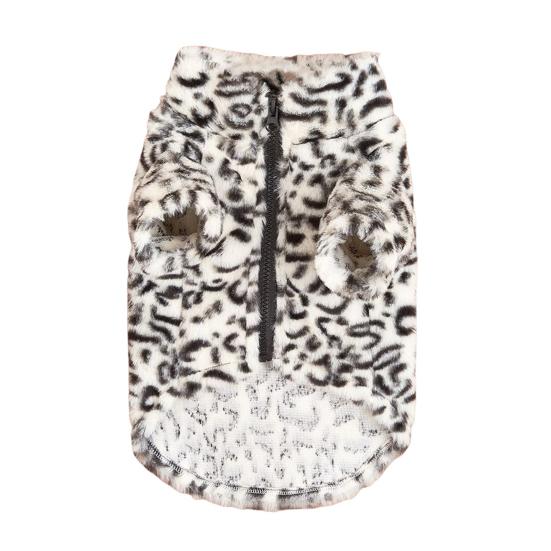 

Воротник-стойка на передней ноге с застежкой-молнией утолщенная одежда для домашних животных осень-зима с леопардовым принтом заподлицо для домашних животных черный белый