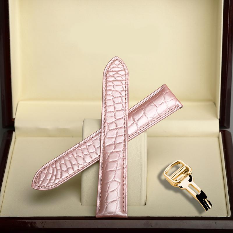 20 22mm Blue Purple Gray Pink Alligator Strap Replacement Cartier Tank London Men Women Folding Buckle Watch Strap Accessories
