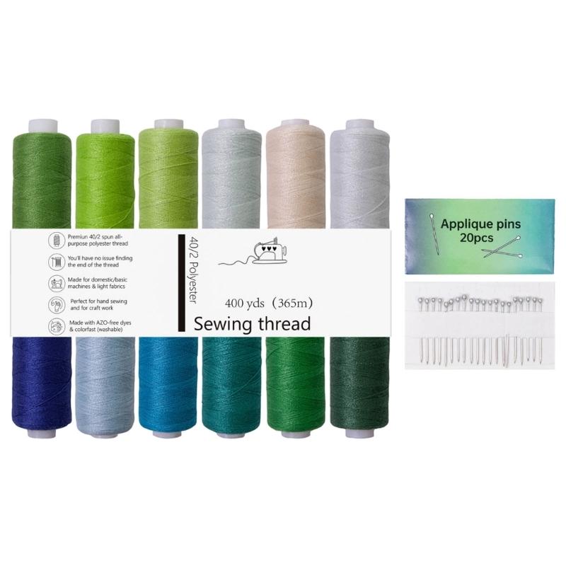 

Enduring 40s/2 Polyester Thread Pack 12 Bright Tone Smooth Sewing Machine Friendly Fade Resistant