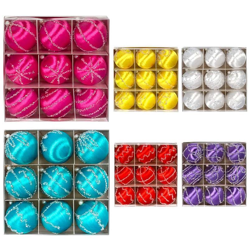 9pcs/set Christmas Silky Ball 8cm Christmas Tree Pendant Christmas Tree Decoration