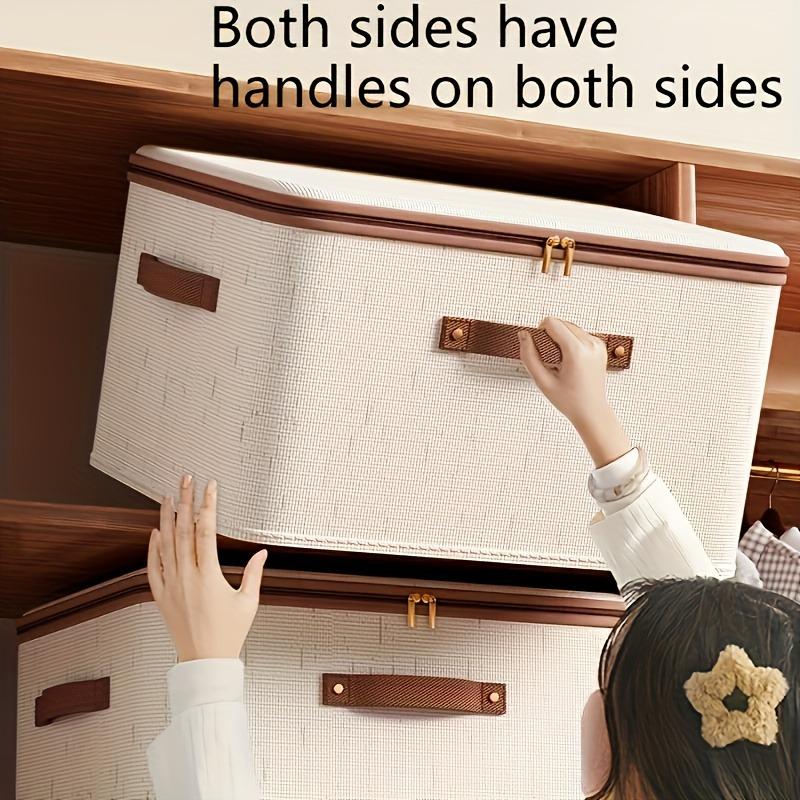 Heavy-duty hard-shell zipper storage organizer with a lid, suitable for storing household clothes and toys