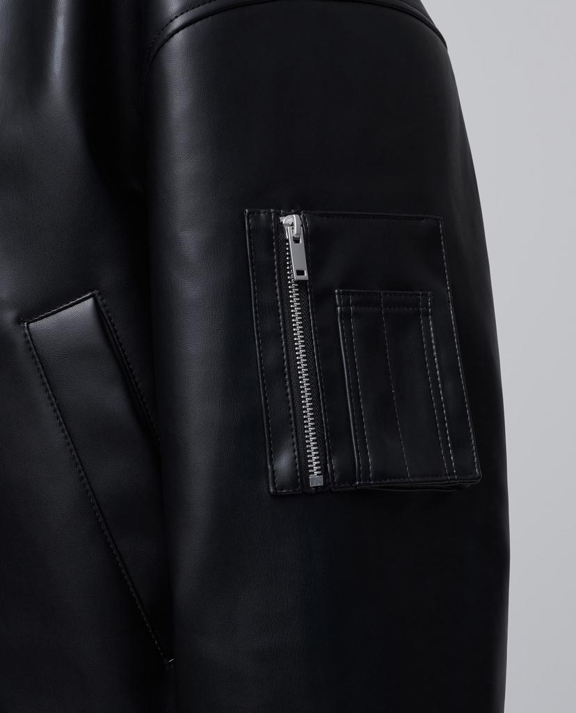 Musinsa Standard Synthetic Leather Extra Oversized Ma-1 Bomber Jacket [Black]