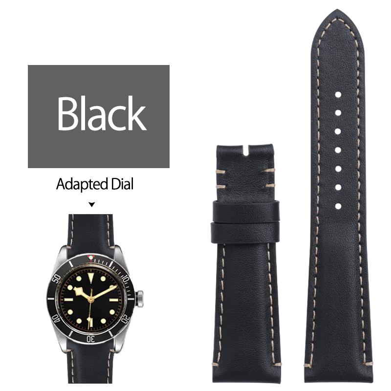 Soft Vintage Leather Watch Band 22mm For Tudor Strap Black Bay 1958 41mm GMT Pelagos Folding Buckle Black Brown Blue Wristband