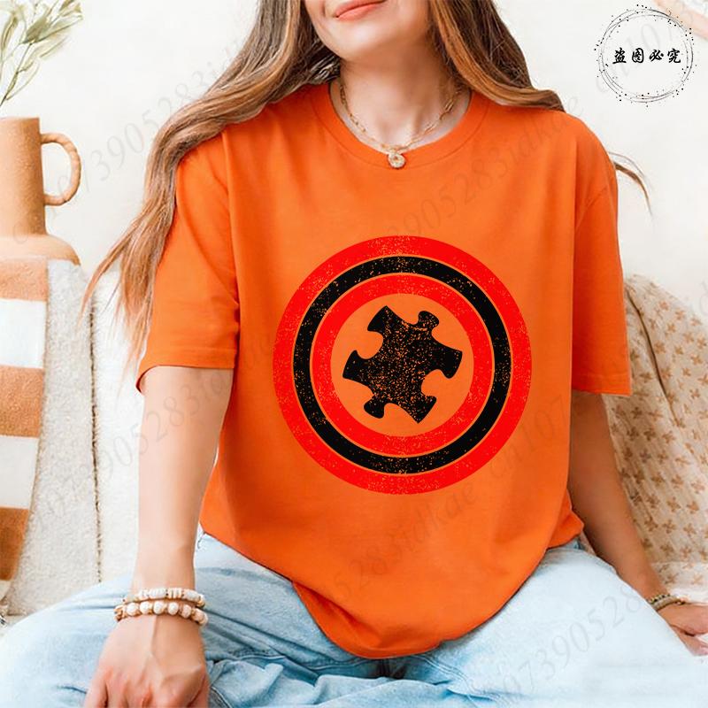 Autismus-Bewusstsein T-Shirts für Unisex: Schild Puzzle-Stück Grafik Kurzarm-Oberteile 2026 Trendige Lässige Mode Tägliche Wear T-Shirts