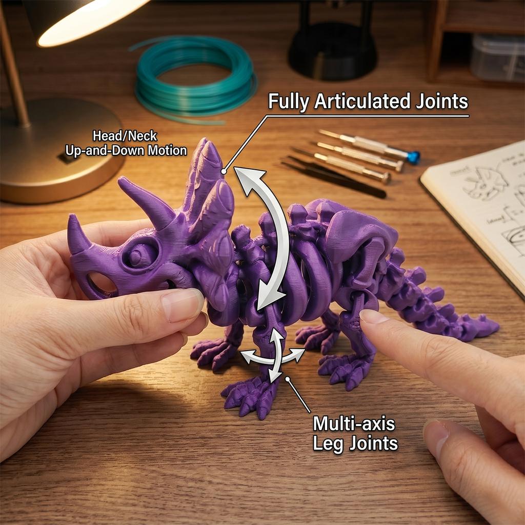 3D Printed Dinosaur Skeleton Figure Articulated Movable Fidget Toy Miniature Desktop Decoration Craft Model Gift For Kids