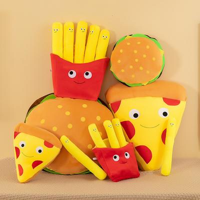 Nova almofada decorativa de batatas fritas simulação de hambúrguer pizza brinquedo de pelúcia almofada de lanche para amantes de comida