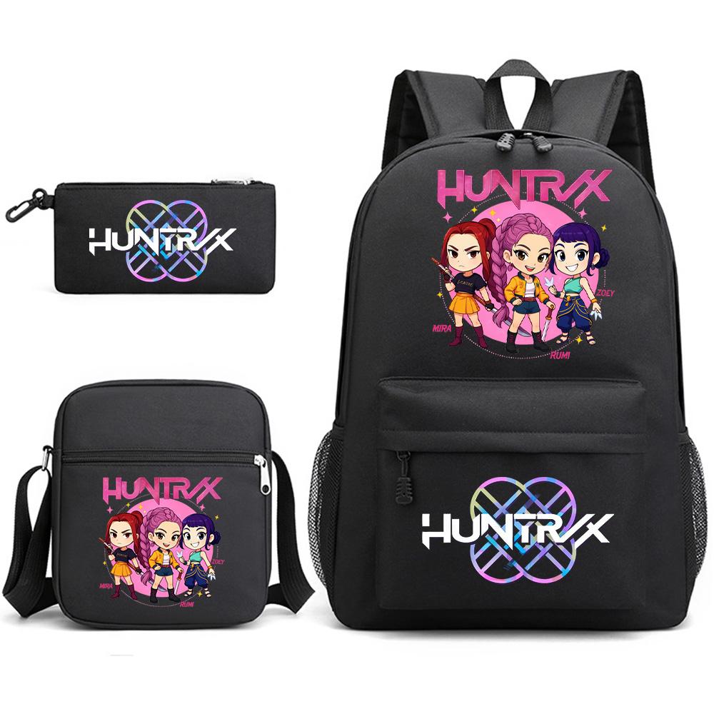3Pcs/set Anime Printed Backpack with Shoulder Bag Pencil Case for Teenager Student Boy Girl SchoolBag Large Capacity Waterproof Bookbag Kid Gift