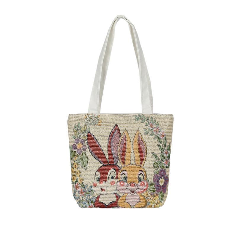 Small canvas bag double-sided embroidered tote bag elephant tote bag large capacity women's bag tote bag