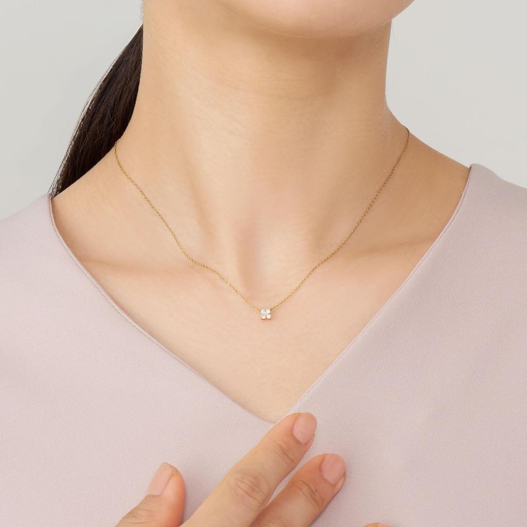 Necklace K18 Yellow Gold Diamond Corolla Petal AGVN594440DI [Vendome Aoyama] [Official] 0.1ct