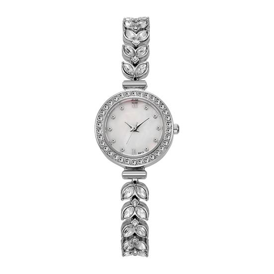 

Ladies Rhinestone Bracelet Watch Luxury Quartz Watch Round Dial Elegant Wristwatch for Work Party Date серебряный