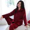 Coral fleece pajamas women's autumn and winter fleece thickened winter women's warm flannel can be worn outside loungewear suit