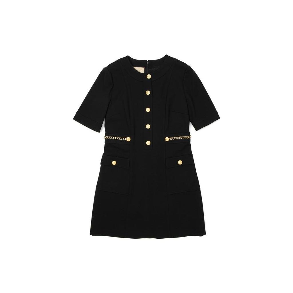 GUCCI Short Sleeved Dress Women's Black 693034-XJD8U-1000