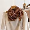 Summer thin silk scarf 71 medium square scarf blue letter high-end imitation silk wool scarf spring autumn and winter cotton and linen scarf women