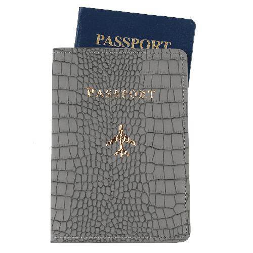 Crocodile Pattern Airplane Leather Passport Cover Marble Pattern Passport Holder Ticket Holder Passport Case Travel Accessories серый