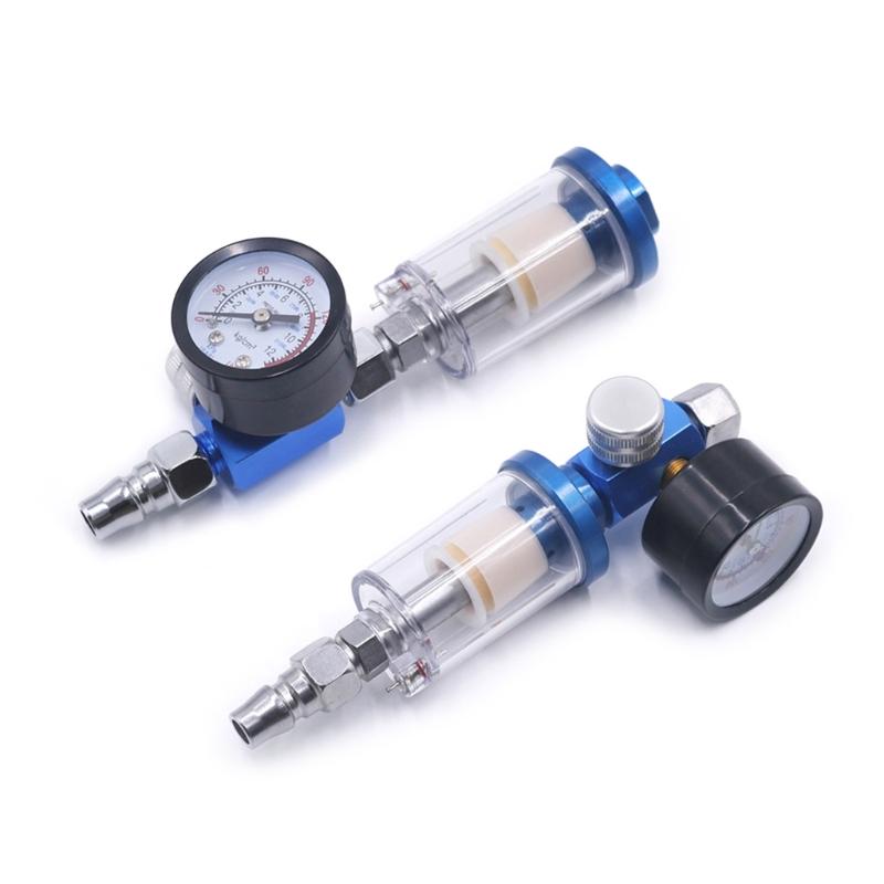 Pneumatic Tools In-line Oil Water TrapFilterSeparator Air Adjusting Regulator with Pressure Gauges Water TrapFilter