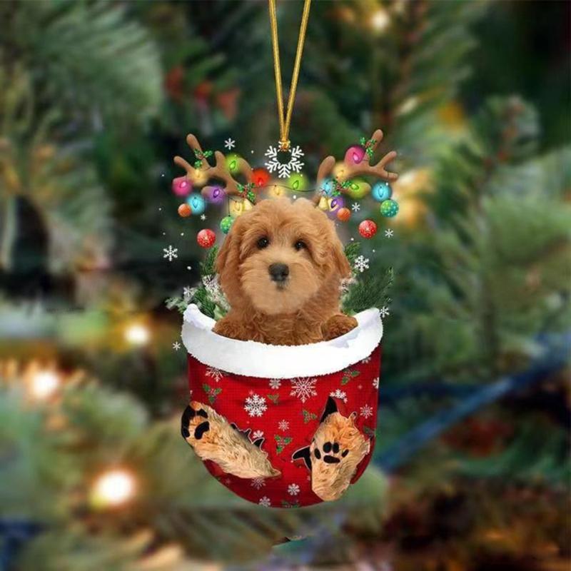 Festival Dog Hanging Charm Acrylic Dog Pendant Christmas Decoration Hanging Dog Ornament for Tree Adornment