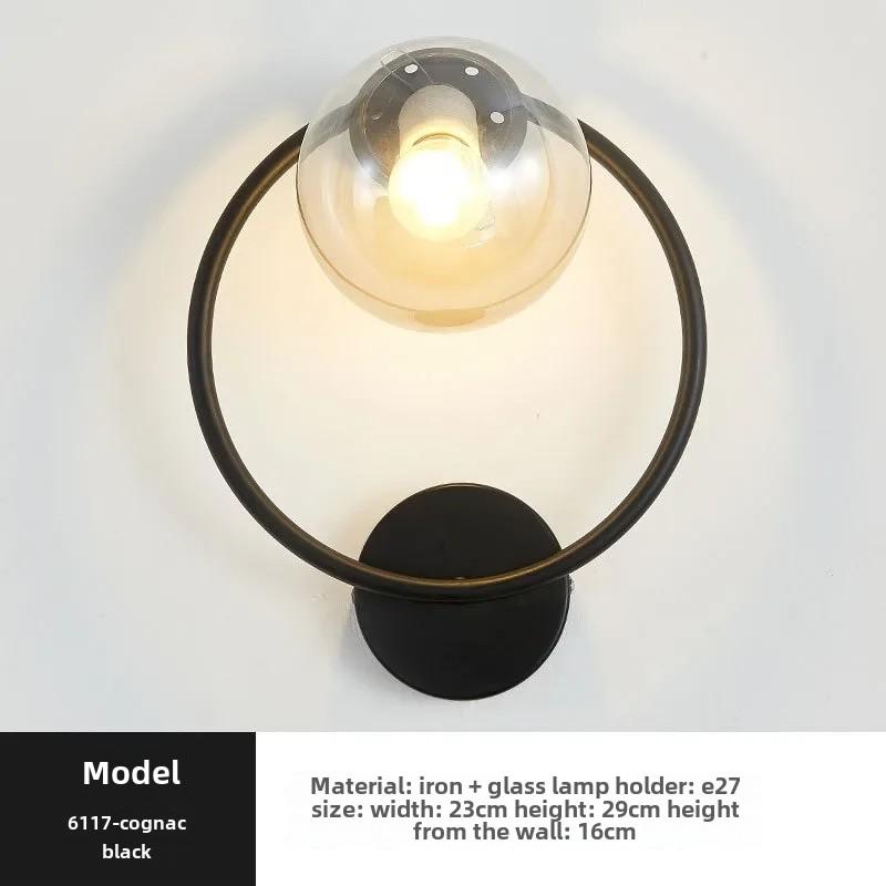 Modern Circle Led Wall Light Glass Ball Wall Lamp Living Room Bathroom Bedroom Bedside Entrance Porch Indoor Lighting Decor Lamp