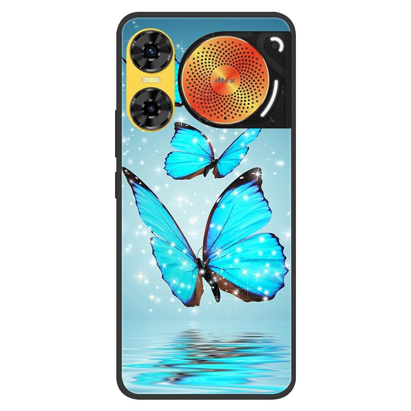 For ZTE Nubia Music 2 Case 2025 Soft Black Silicone Bumper Butterfly Painted Phone Cover for Nubia Music2 Cases Fundas Capa