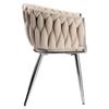 Geflochtener Veloursstuhl Cofton Chrom Samt Beige