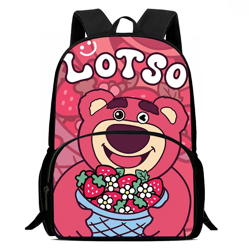Strawberry Bear School Bag High Definition Printing Multi-Function Oxford Lightweight Backpack