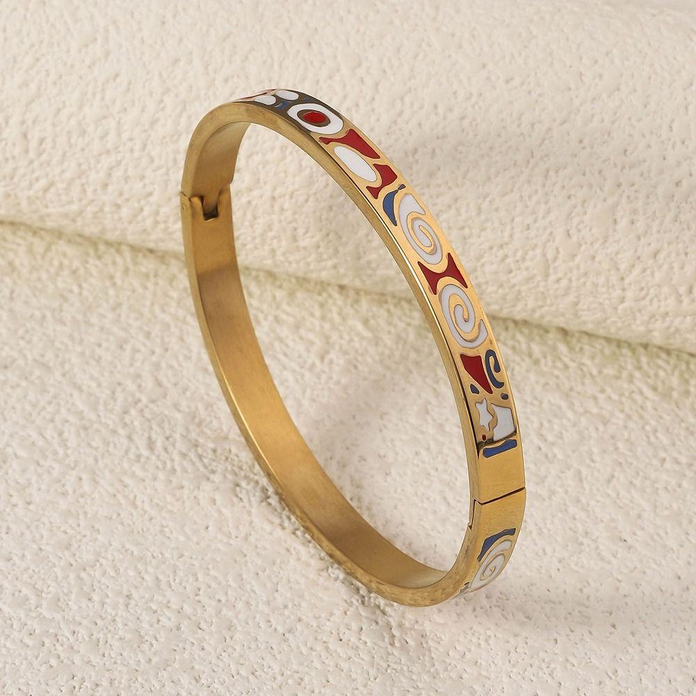 Nerezový etnický květinový náramek zlaté barvy dámský náramek na ruku dárky pro ženy dívku