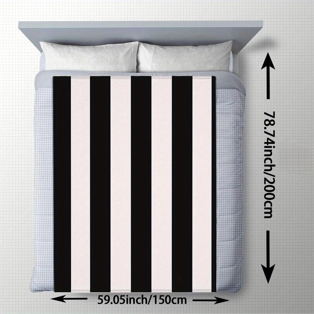 Moderne Schwarz-Weiß-Muster-Druckdecke Weich Gemütlich Ganzjahres Couch Sofa Bett Überwurf Reise Camping Heimdeko