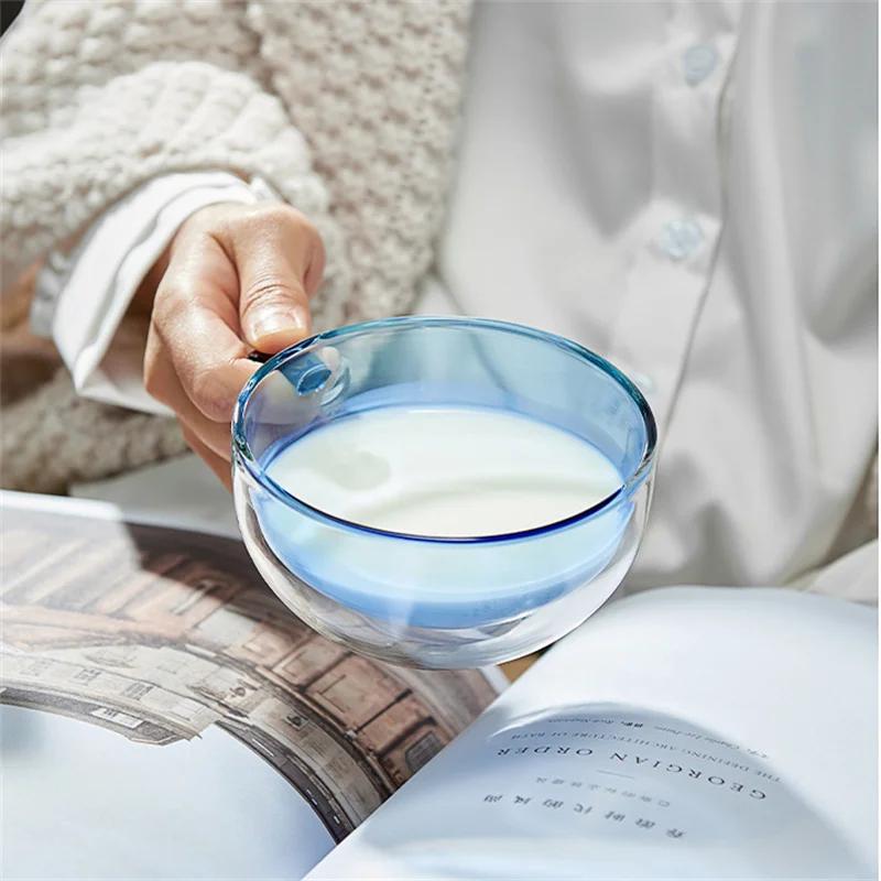 200ml Gekleurde Dubbelwandige Glazen Mok Met Handvat Hittebestendig Ontbijt Thee Kopje Melk Espresso Bekers En Mokken Drinkgerei