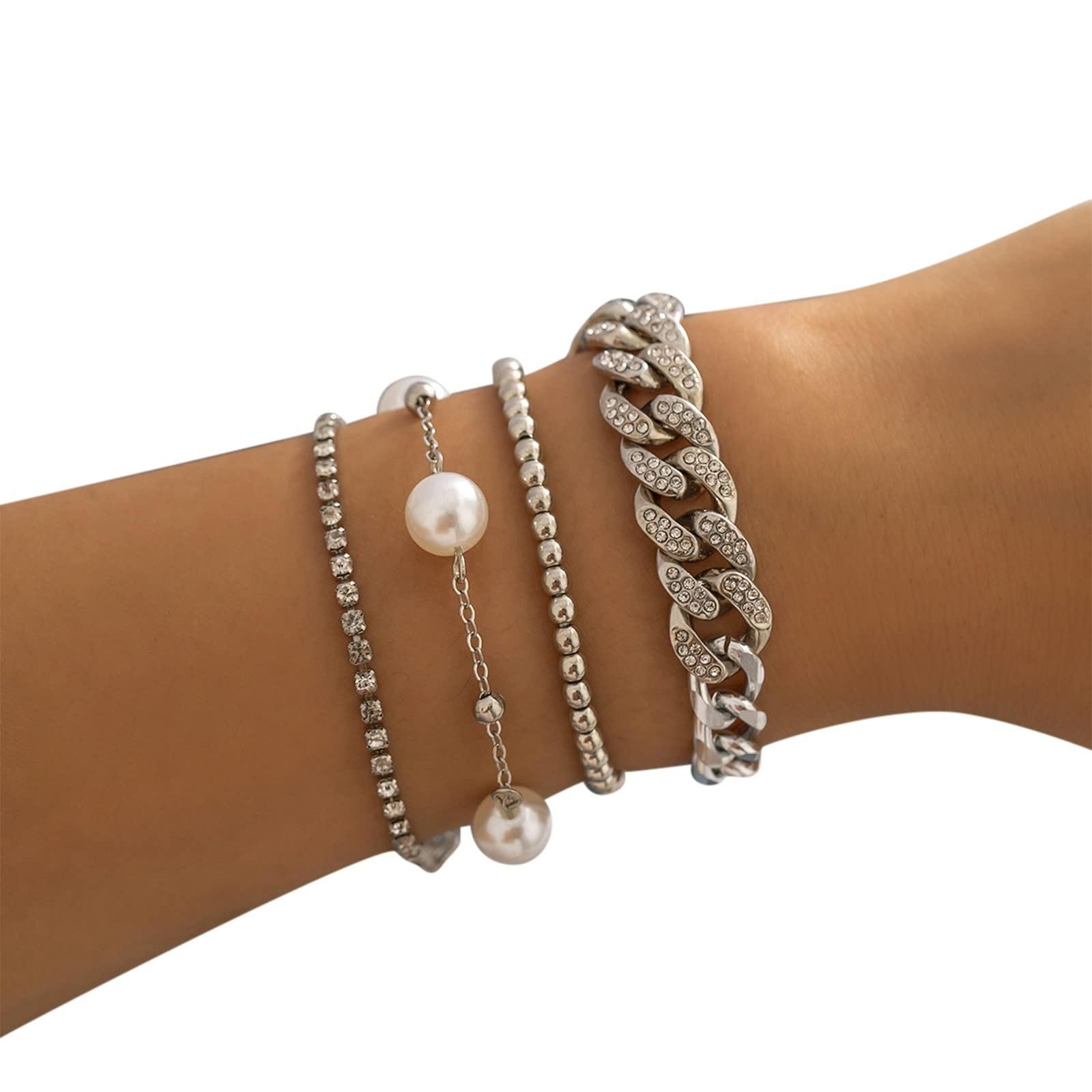 Delicate Boho Gold And  Chain Bracelet Women s Set, Adjustable Fashion Beaded Set Of 4 One Size