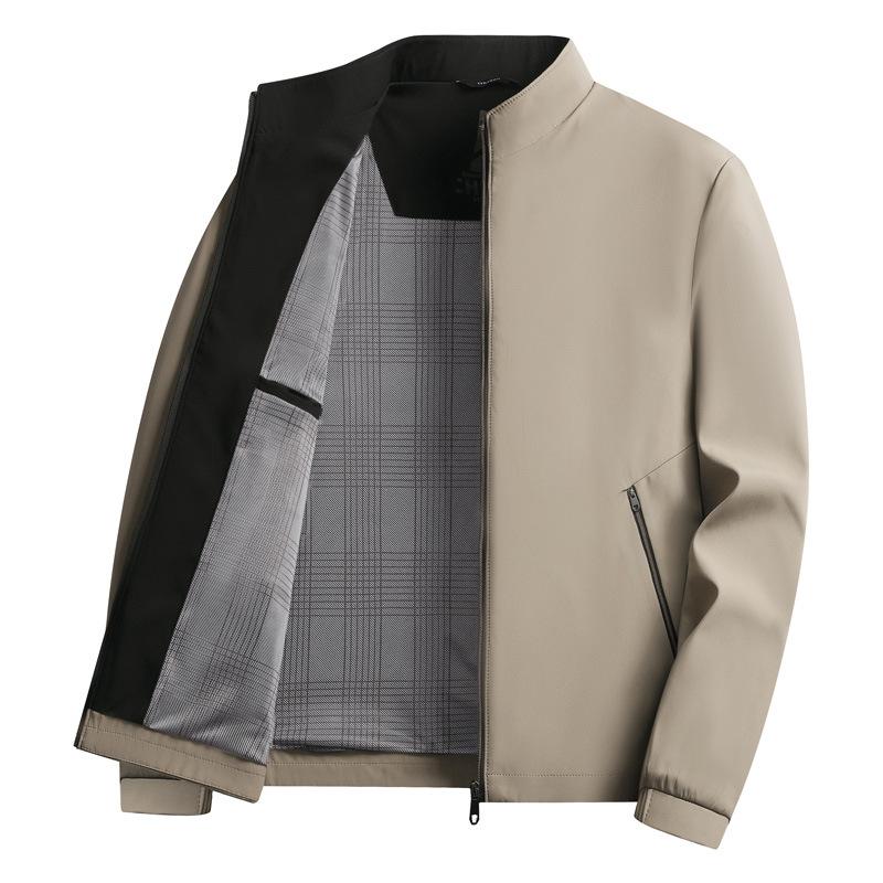 Jacket Men's Autumn Senior Sense Middle-aged and Elderly Stand-up Collar Windproof Dad Casual Business Men's Fashion Versatile Top