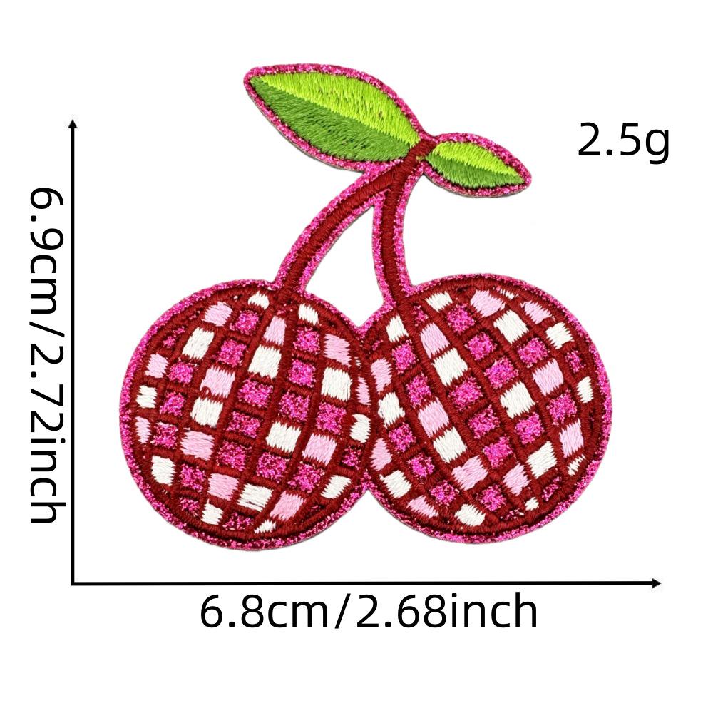 Shiny Gold Edged Embroidered Plaid Fruit Patch for Clothing Decoration