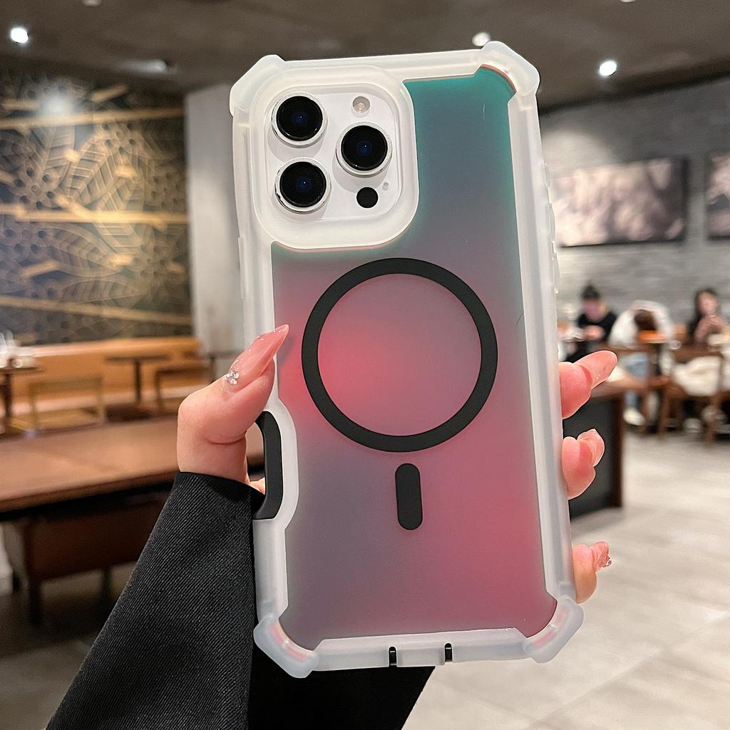 Luxury Changing Color Sturdy Anti Drop Shockproof Protective Case For iPhone 16 15 14 13 Pro Max Plus Wireless Charging Cover