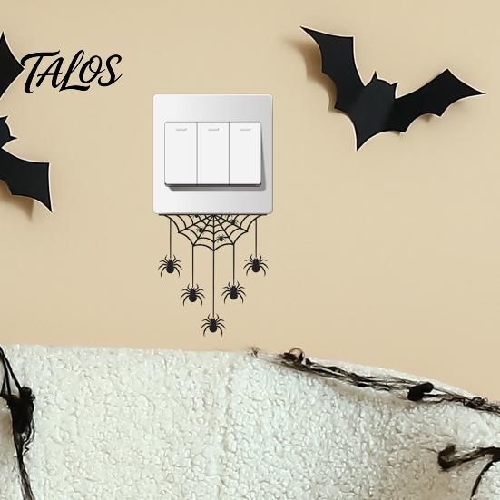 Talos Halloween Spider Web Light Switch Sticker, Upside Down Decal, Removable Decals, PVC Waterproof Wall Art for Home Bedroom Living Room Entrance