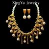 Vintage Heavy Industry Exaggerated Palace Style Pearl Charm Elegant Necklace Earnail Set