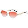 Pearl Metal Frameless Cat Eye Sunglasses With Uv400 Protection For Fashion Outdoor Travel