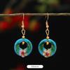Chinese retro cloisonne enamel earrings female classical temperament simple flower earrings niche design earrings
