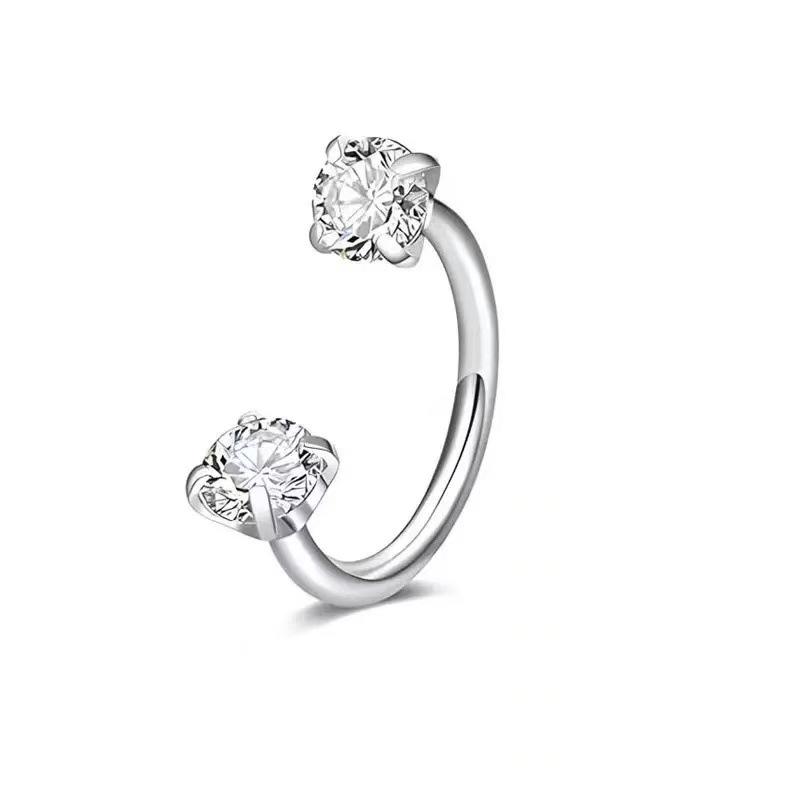 Horseshoe Nose Rings Stainless Steel Rianbow Cz  Nose Stud Lip Eyebrow Helix Ear Piercing Body Jewelry