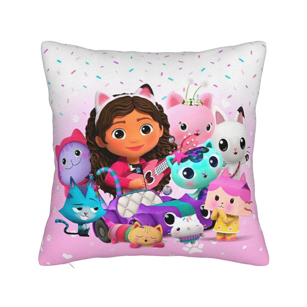 Gabby Dollhouse Cartoon Throw Pillow Cover Polyester Cushions for Sofa Funny Pillowcover Home Decor
