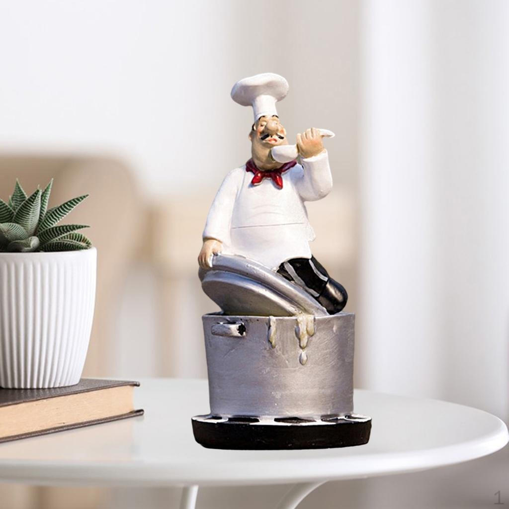 Statua in Resina di Cuoco Statuetta Modello Cuoco Ornamento Negozio Accessori per Casa Cucina