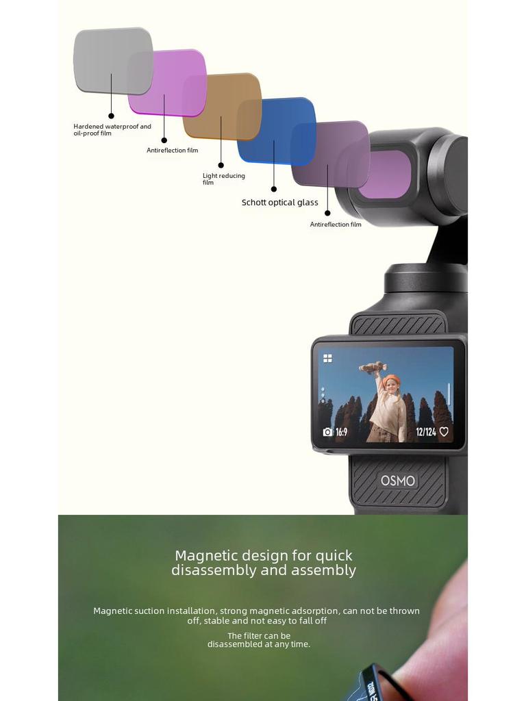 DJI Osmo Pocket 3 Filter: PL-Polarisations-, Weitwinkel- und Makroobjektive für Kameras der dritten Generation